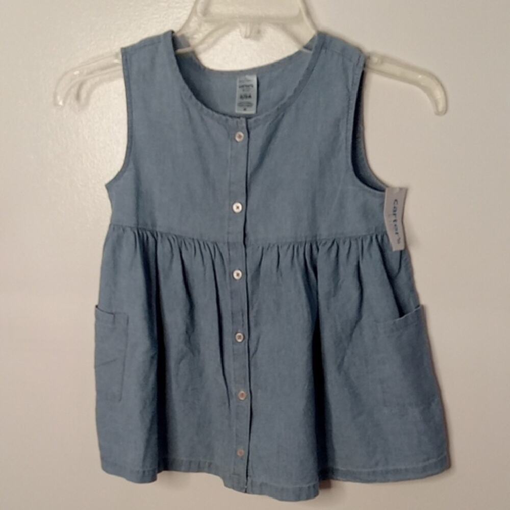 NWT Carter's Kid Girl's Size 8/8A Blue Denim Sleeveless Top. Athleisure, Casual